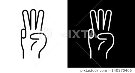 A simple icon of a three-finger hand sign. A simple icon of a three-finger hand sign. 140570406