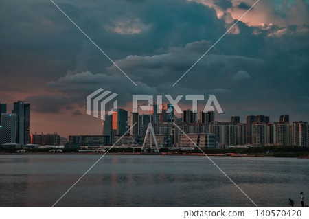 cityscape at sunset cityscape at sunset 140570420