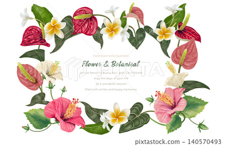 tropical flower and plant frame tropical flower and plant frame 140570493