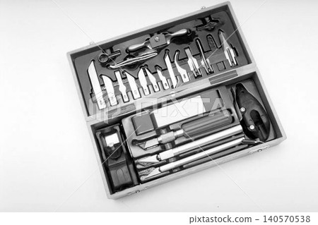 A realistic image of a Craft Knife Set in Organized Storage Case A realistic image of a Craft Knife Set in Organized Storage Case 140570538