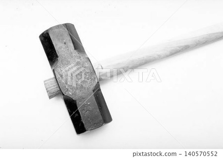 A realistic image of a Heavy Duty Sledgehammer with Wooden Handle A realistic image of a Heavy Duty Sledgehammer with Wooden Handle 140570552