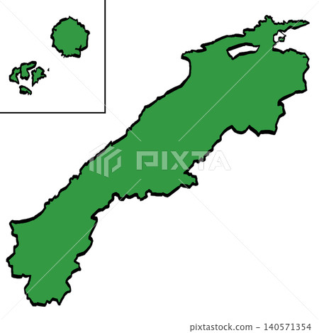 Illustration of a map of Shimane Prefecture (green/brushstroke style) Japanese style Illustration of a map of Shimane Prefecture (green/brushstroke style) Japanese style 140571354
