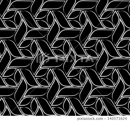 Flower geometric pattern. Seamless vector background. White and black ornament. Flower geometric pattern. Seamless vector background. White and black ornament. 140571624
