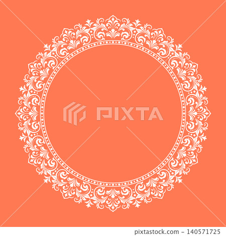 Decorative frame Elegant vector element for design in Eastern style, place for text. Floral pink and white frame. Lace illustration for invitations and greeting cards Decorative frame Elegant vector element for design in Eastern style, place for text. Floral pink and white frame. Lace illustration for invitations and greeting cards 140571725