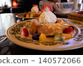 French toast with fruit and ice cream 140572066