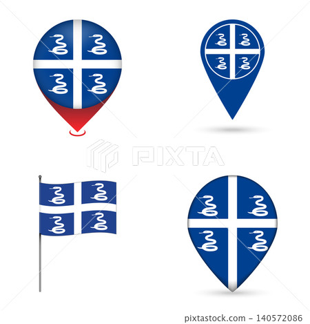 Martinique Flag Map Pin Icons Set Collection. Martinique Flag Map Pin Icons Set Collection. 140572086