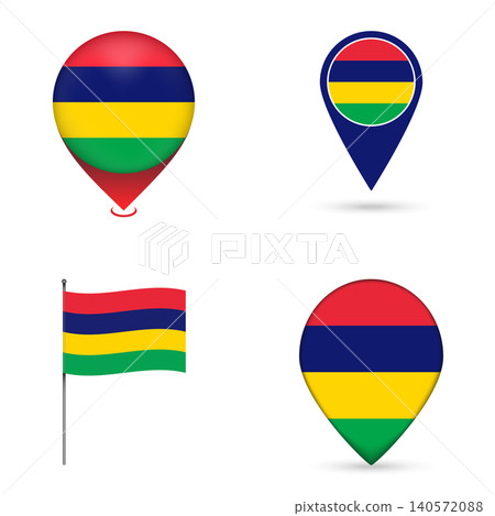 Mauritius Flag Map Pin Icons Set Collection. Mauritius Flag Map Pin Icons Set Collection. 140572088