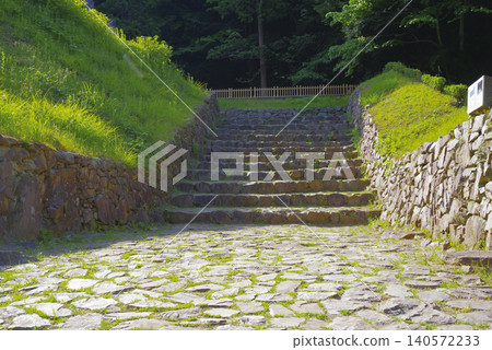 Stone steps leading to the main hall of Hachioji Castle Stone steps leading to the main hall of Hachioji Castle 140572233