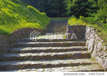 Stone steps leading to the main hall of Hachioji Castle Stone steps leading to the main hall of Hachioji Castle 140572234