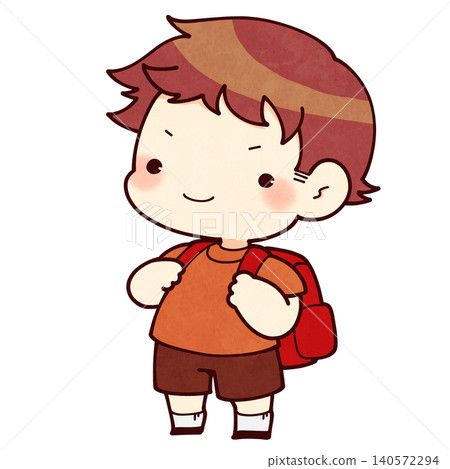 Illustration of a boy wearing a backpack Illustration of a boy wearing a backpack 140572294