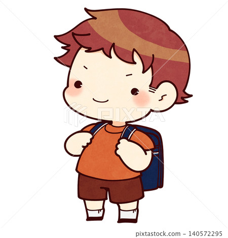 一個男孩背著書包的插圖 一個男孩背著書包的插圖 140572295