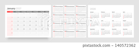Monthly calendar layout for 2027. Planner diary. Monthly calendar layout for 2027. Planner diary. 140572362