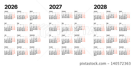 Annual calendar template, one page, Monday start. Annual calendar template, one page, Monday start. 140572363