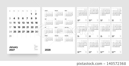 Monthly calendar layout for 2027. Planner diary. Monthly calendar layout for 2027. Planner diary. 140572368