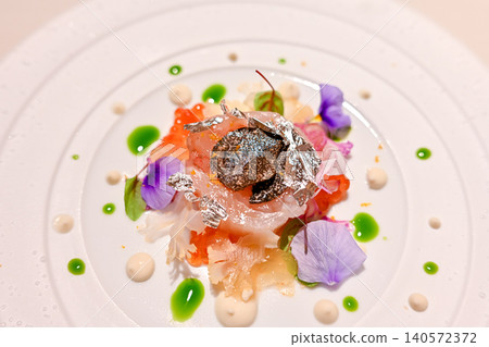 Beautifully presented gastronomic dishes 140572372
