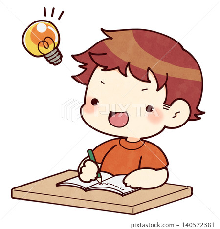一個受到啟發的男孩的插圖 140572381