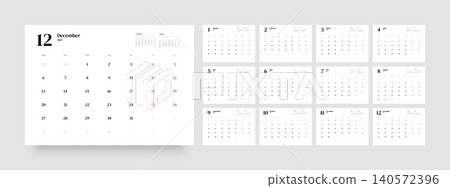 Monthly calendar layout for 2027. Planner diary. 140572396