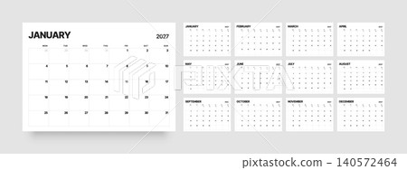 Monthly calendar layout for 2027. Planner diary. Monthly calendar layout for 2027. Planner diary. 140572464