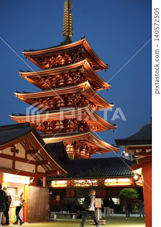 Lighted up five-storied pagoda Lighted up five-storied pagoda 140572505