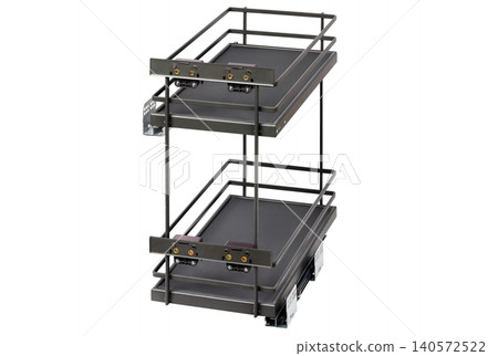 Metal shelf unit for storage in a home or office space, displaying an organized setup for various items Metal shelf unit for storage in a home or office space, displaying an organized setup for various items 140572522