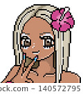 平成時代黑皮膚女孩的像素藝術插畫 140572795