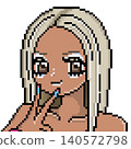 平成時代黑皮膚女孩的像素藝術插畫 140572798