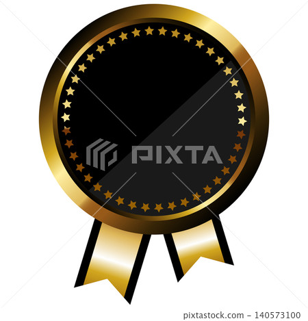 Cyberpunk ribbon-adorned round metallic frame in black and gold. Cyberpunk ribbon-adorned round metallic frame in black and gold. 140573100