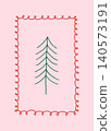 Minimal Christmas card with fir tree  140573191