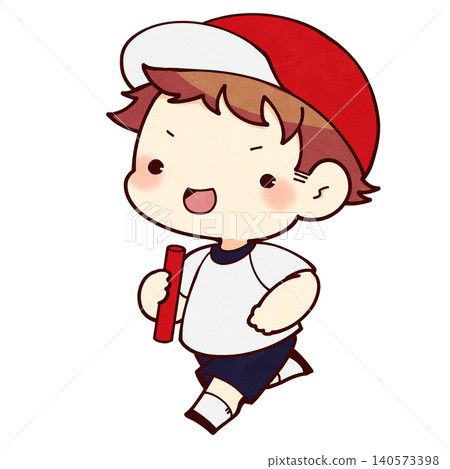 穿著體操服跑步的男孩插畫 140573398