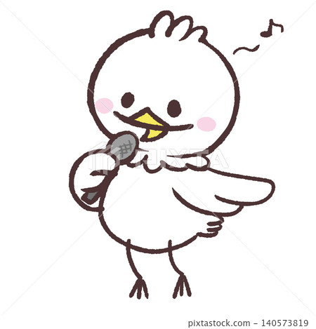 Illustration of a singing white bird Illustration of a singing white bird 140573819
