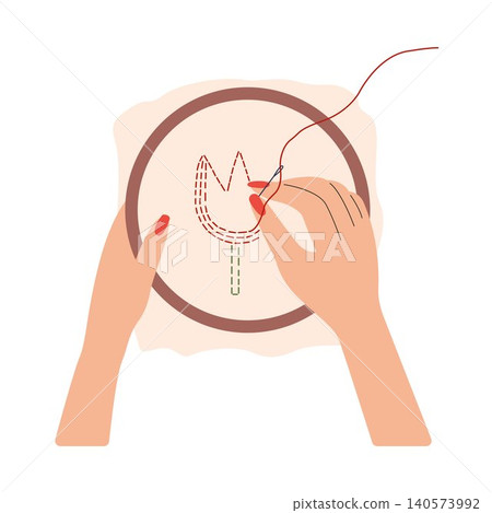 Embroidering Tulip illustration Embroidering Tulip illustration 140573992