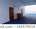 Wooden door on the deck of the cruise ship 140574014