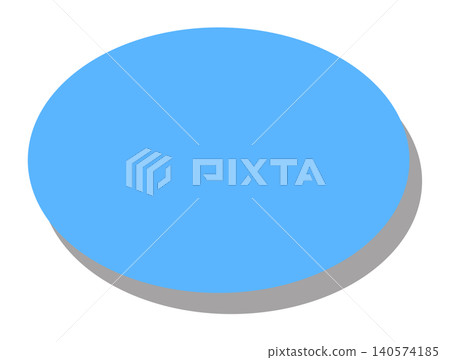 A horizontally elongated blue oval with a shadow in the bottom right corner, which can be used as a background or icon base. 140574185