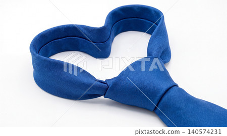 Blue necktie folded into heart shape symbolizing love with accessory clothing creative affection sentiment business professional isolated background minimalist Blue necktie folded into heart shape symbolizing love with accessory clothing creative affection sentiment business professional isolated background minimalist 140574231