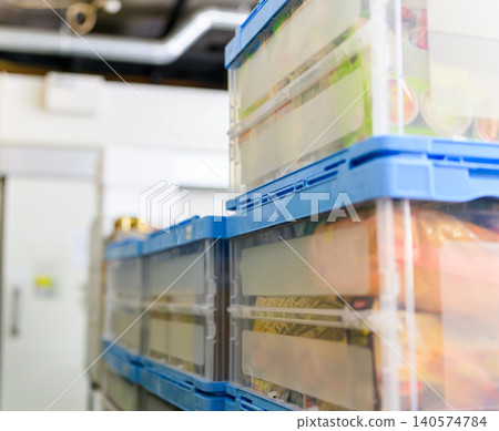 Storage boxes lined up on shelves in the back room Storage boxes lined up on shelves in the back room 140574784