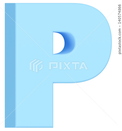 3D Material_Alphabet_P_Light Blue 140574866
