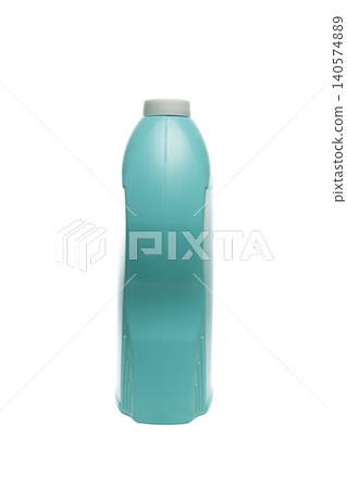 narrow profile of a turquoise plastic bottle on a white background narrow profile of a turquoise plastic bottle on a white background 140574889