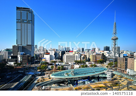 An aerial view of the cityscape of Sakae, Nagoya, under a blue sky (Part 2) An aerial view of the cityscape of Sakae, Nagoya, under a blue sky (Part 2) 140575118