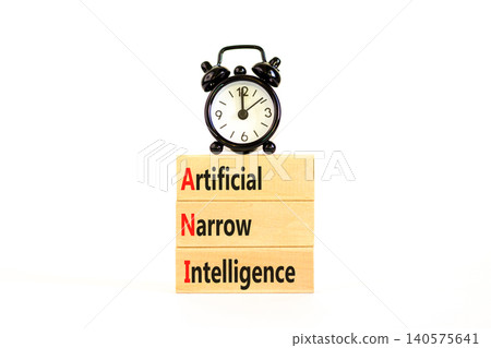 ANI artificial narrow intelligence symbol. Concept words ANI artificial narrow intelligence on beautiful wooden blocks. Alarm clock. Beautiful white background. Business ANI narrow concept. Copy space ANI artificial narrow intelligence symbol. Concept words ANI artificial narrow intelligence on beautiful wooden blocks. Alarm clock. Beautiful white background. Business ANI narrow concept. Copy space 140575641