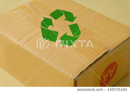 A paper bag with recycling sign, cardboard boxes ,eco concept. A paper bag with recycling sign, cardboard boxes ,eco concept. 140576289