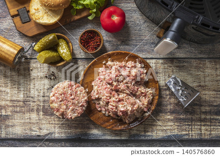 Step 5. Cooking homemade cheeseburger in kitchen gadget modern air fryer. Lifestyle trendy of new cooking. Step 5. Cooking homemade cheeseburger in kitchen gadget modern air fryer. Lifestyle trendy of new cooking. 140576860