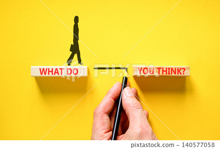 What do you think words symbol. Concept words What do you think on beautiful wooden blocks. Beautiful yellow background. Business What do you think motivational support concept. Copy space. What do you think words symbol. Concept words What do you think on beautiful wooden blocks. Beautiful yellow background. Business What do you think motivational support concept. Copy space. 140577058