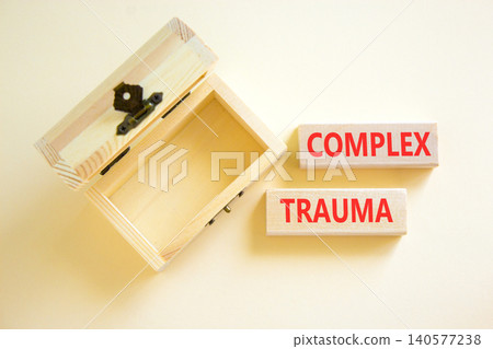 Complex trauma words symbol. Concept words Complex trauma on beautiful wooden blocks. Beautiful white background. Empty wooden chest. Psychological complex trauma support concept. Copy space. Complex trauma words symbol. Concept words Complex trauma on beautiful wooden blocks. Beautiful white background. Empty wooden chest. Psychological complex trauma support concept. Copy space. 140577238