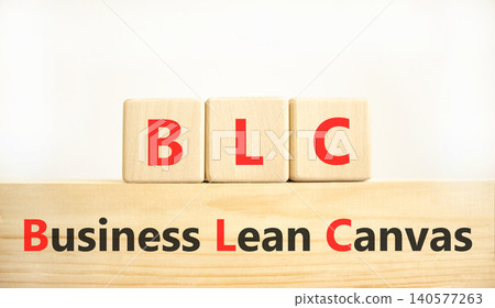 BLC business lean canvas symbol. Concept words BLC business lean canvas on beautiful wooden blocks. Beautiful white background. BLC business lean canvas concept. Copy space. 140577263