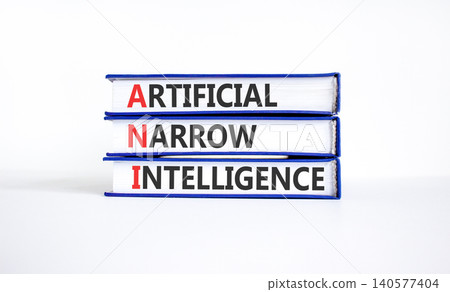 ANI artificial narrow intelligence symbol. Concept words ANI artificial narrow intelligence on beautiful books. Beautiful white background. Business ANI narrow concept. Copy space. 140577404