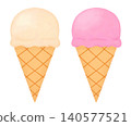 Ice cream cone sweets illustration, cute summer pop advertising material 140577521