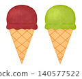 Ice cream cone sweets illustration, cute summer pop advertising material 140577522