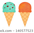 Ice cream cone sweets illustration, cute summer pop advertising material 140577523