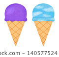 Ice cream cone sweets illustration, cute summer pop advertising material 140577524