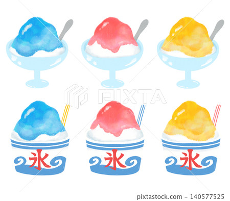 Shaved ice illustration, summer festival, food stall, cafe, sweets, summer tradition, design material 140577525